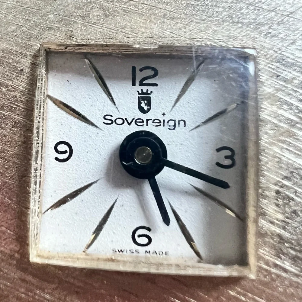 Sovereign ladies watch hinged cuff bracelet mechanical winding for parts repair